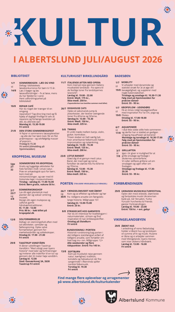 Kultur plakat for albertslund juli august 2026 intern plakat til Morbærhaven