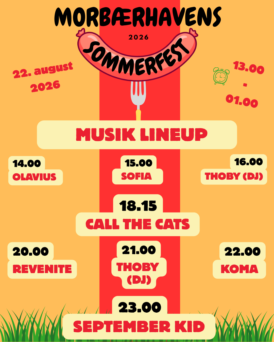 musik lineup til Morbærhavens sommerfest 2026