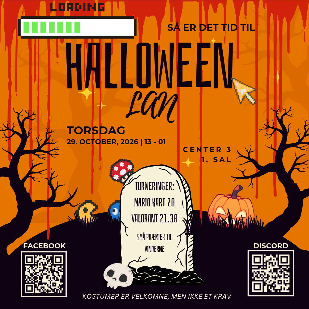 Halloween lan i gameren Torsdag den 29. oktober fra 13-01.