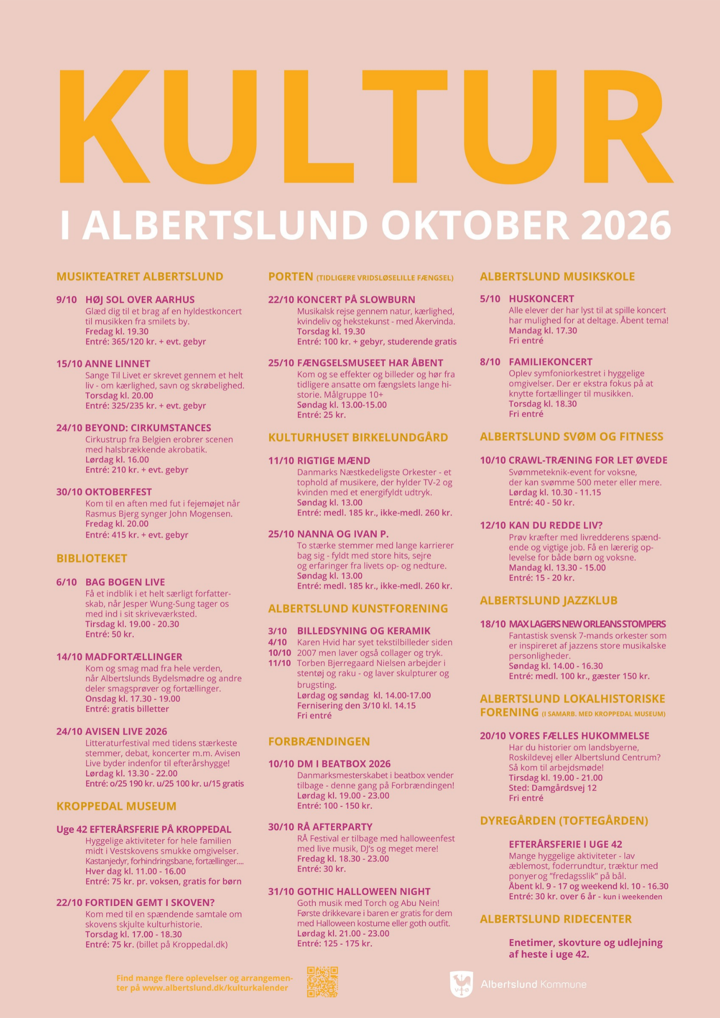 Så er der kommet ny kulturplakat for alle aktiviteter her i Albertslund i løbet af oktober!